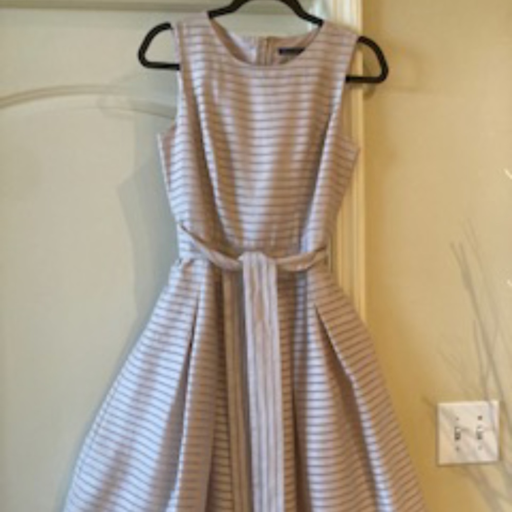 Tommy Hilfiger Striped Pleated Sleeveless Dress